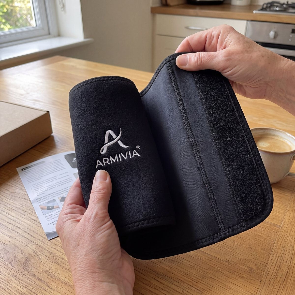 Hands showing the inner layer of the Armivia sleeve